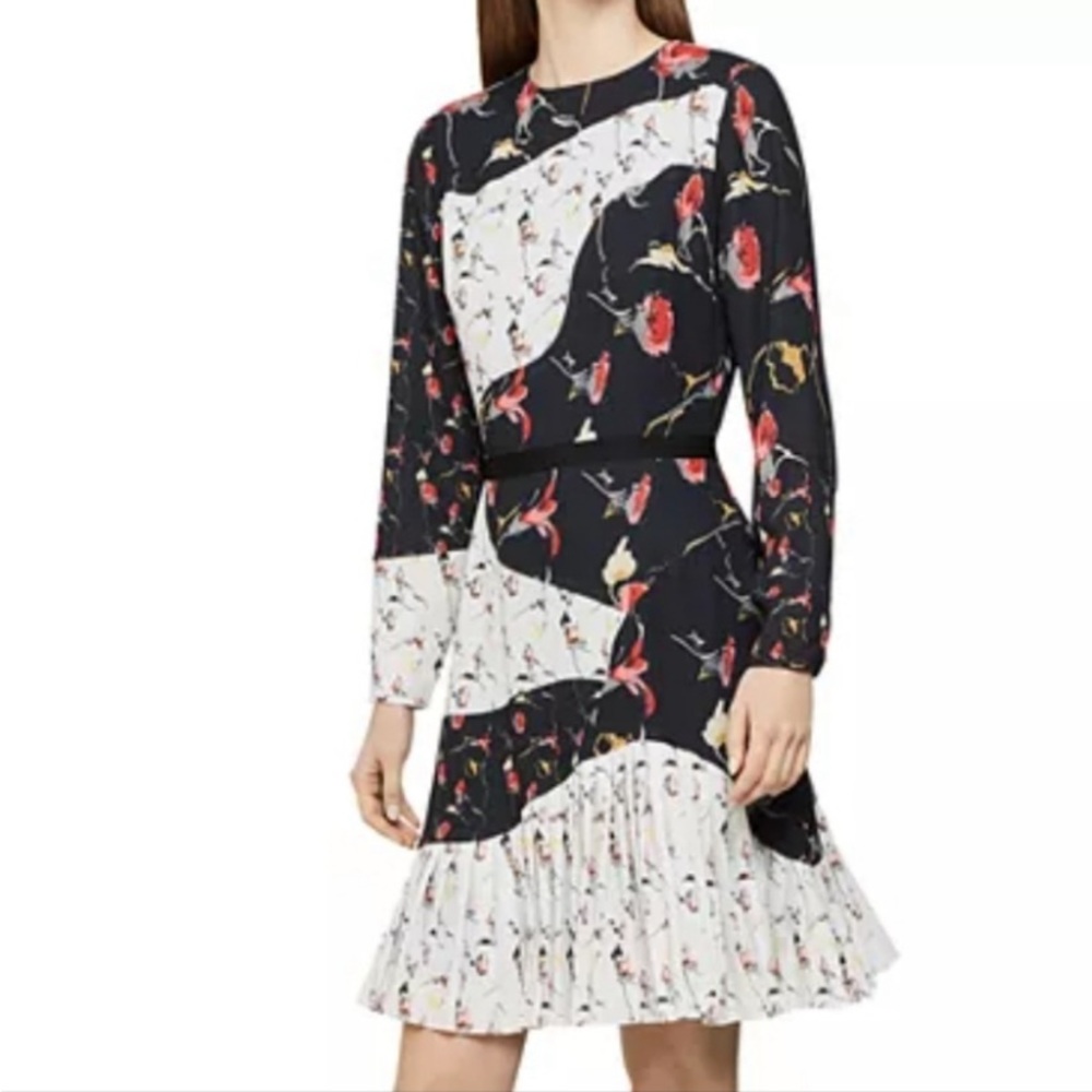 Reiss Mara Spliced Floral Printed Dress